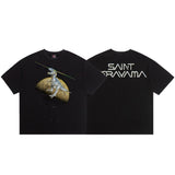 saint m t shirts  s.m vintage washed distressed crew neck pullover short sleeve top - wholesale