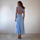 Women's dress - cross-border fashion, european & american style, independent website, elegant & chic, tie-waist a-line solid color midi dress