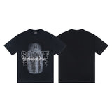 saint m t shirts  s.m character & letter graphic crew neck short sleeve tee