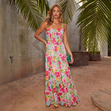 Women's dress - cross-border e-commerce, european & american summer style, amazon-ready, sleeveless, spicy girl print, long slip dress for work and casual wear
