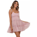 Women's dress - amazon spring/summer resort style sexy print high-end european and american spaghetti strap dress with lining