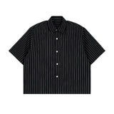 Etai men's clothing trendy boxy striped short-sleeve shirt - men's summer casual high-quality baseball sweatshirt