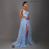 Women's dress: european and american cross-border fashion spaghetti strap sparkly banquet event elegant slimming long dress evening gown