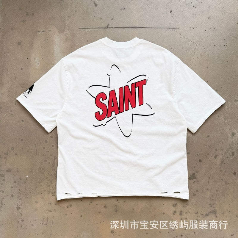 saint m t shirts  s.m cartoon series graphic crewneck pullover short sleeve t-shirt - wholesale