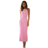 Women's dress - spring/summer european & american style - backless, water ripple sleeveless sexy dress - slim fit bodycon skirt