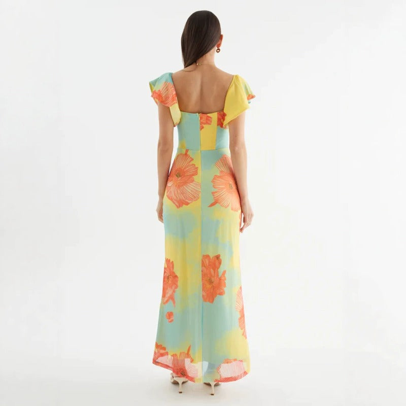 Women's dress: cross-border fashion, new chinese style, stunning summer outfit, uniquely beautiful, non-replicable printed gauze dress