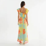 Women's dress: cross-border fashion, new chinese style, stunning summer outfit, uniquely beautiful, non-replicable printed gauze dress