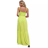 Women's dress - original photography, european & american style, spring/summer sexy strappy bandeau vacation beach maxi dress with flowy skirt
