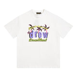 Drew house t-shirt - spring/summer collection - d@ew coconut tree letter graphic crew neck pullover short sleeve - wholesale single piece