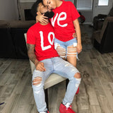Valentine's Day T Shirts Couples Spring/Summer Letter Print Short-Sleeve Casual T-shirt Women's Tops
