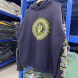 Saint m hoodie - spring/autumn s.m navy medal letter print washed & distressed hooded sweatshirt - wholesale