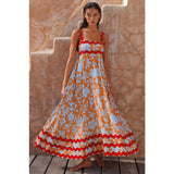 Women's dress - cross-border amazon - european & american fashion - high-end spring/summer - spaghetti strap maxi dress - printed long dress - women's