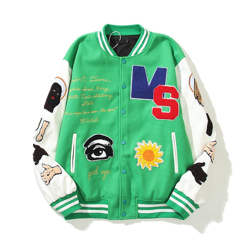 Saint m t jackets - spring/autumn s.m character & letter graphic baseball jacket