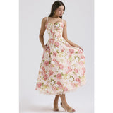Women's dress: european and american cross-border chic floral collection - french summer camisole dress, soft & feminine style, slimming floral camisole maxi dress
