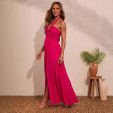 Women's dress: european & american french retro high-end style, versatile multi-wear, strappy maxi dress, backless sexy bridesmaid dress