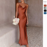 Women's dress - cross-border e-commerce, european & american style, spring/summer, spaghetti strap, deep v-neck, slim fit, urban chic, solid color dress