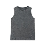 Etai men's clothing solid color retro slim-fit heavyweight tank top with washed and distressed patchwork ribbed detail