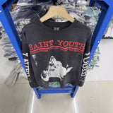 Saint m hoodie - autumn/winter s.m distressed letter graphic crewneck pullover long sleeve - wholesale