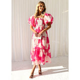 Women's dress - cross-border spring/summer amazon style elegant printed off-the-shoulder puff sleeve fashion european and american dress