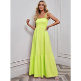 Women's dress - original photography, european & american style, spring/summer sexy strappy bandeau vacation beach maxi dress with flowy skirt