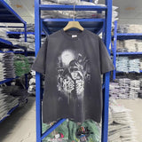 saint m t shirts  s.m horror print graphic crew neck pullover short sleeve top - wholesale