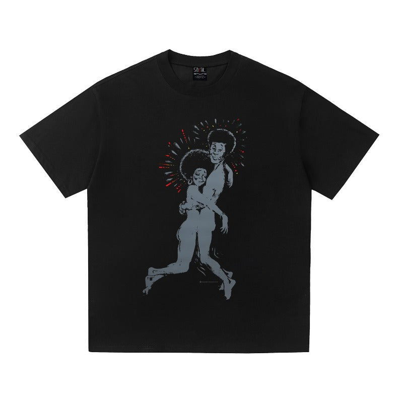 saint m t shirts  s.m cartoon character graphic crew neck pullover short sleeve t-shirt - wholesale