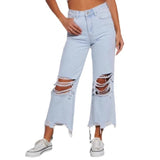 Women's pants: in-stock cross-border fashion - european & american retro wide-leg pants, loose straight-leg jeans, distressed long pants for women