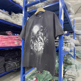saint m t shirts  s.m horror print graphic crew neck pullover short sleeve top - wholesale