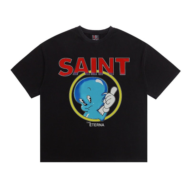 saint m t shirts  s.m vintage angel baby graphic crew neck pullover short sleeve top - wholesale