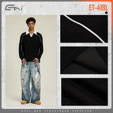 Etai men's fashion retro turn-down collar long sleeve polo shirt sweatshirt - men's sporty casual short wide color block hoodie
