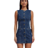Women's dress - standalone store, cross-border e-commerce, european & american style, spring/summer fashion, casual round neck, sleeveless, high-waisted denim dress for women