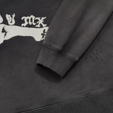 Saint m hoodie spring & fall s.m skull hand high street washed distressed round neck pullover sweatshirt