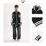 Etai men's clothing unisex oversized baseball jacket - casual couple's style with color block embroidery