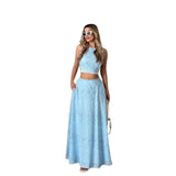 Women's sleeveless maxi dress set - spring/summer collection - european & american style - pocket detail - ins casual vacation loose fit two-piece outfit