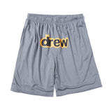 Drew house pants spring/summer european and american streetwear smiley face letter print mesh drawstring casual short sleeve top