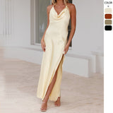 Women's dress - european & american style - amazon hot seller - sexy slit - slim fit - fashionable sleeveless long slip dress