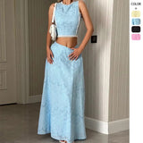 Women's sleeveless maxi dress set - spring/summer collection - european & american style - pocket detail - ins casual vacation loose fit two-piece outfit