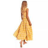 Women's dress - cross-border spring/summer european & american style - elegant sexy spaghetti strap backless striped dress - french skirt