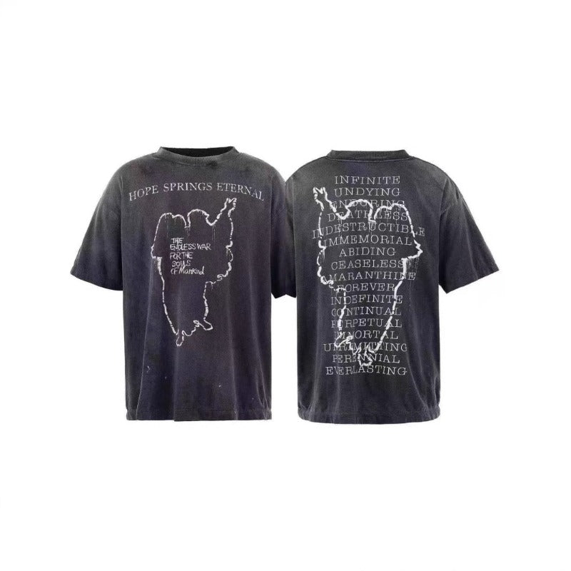 saint m t shirts  s.m vintage washed graphic crew neck pullover short sleeve top - wholesale