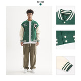 Etai men's clothing youth autumn/winter trendy baseball jacket - sporty casual color block fleece outerwear