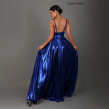 Women's one-shoulder maxi dress - elegant sleeveless sexy high-waisted slit dress - amazon us & european style - wholesale apparel