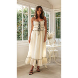 Women's a-line dress - spring/summer collection for cross-border e-commerce: european & american style, casual vacation look with lace trim, high-waisted spaghetti strap dress