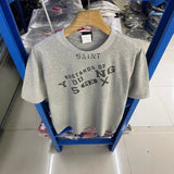 saint m t shirts  s.m letter print crew neck pullover short sleeve top - wholesale