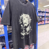 saint m t shirts  s.m. glow-in-the-dark distressed crew neck pullover short sleeve t-shirt - wholesale
