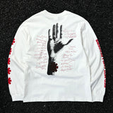 Saint m hoodie fall and winter s.m red chili band pattern round neck pulloverlong sleeves
