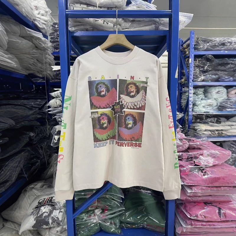 Saint m hoodie fall and winter s.m four-square gridsprinting pattern round neck pulloverlong sleeves