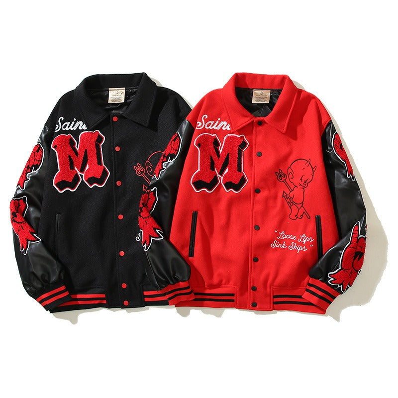 Saint m t jackets - spring/autumn s.m. saint michael pattern baseball jacket - wholesale single piece