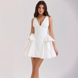 Women's dress - export fashion, european & american cross-border temu summer dress - sexy deep v-neck, low-cut, tummy control, slimming, boned mini skirt