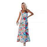 Women's dress - spring/summer collection - cross-border e-commerce - ebay, amazon, independent stores - export fashion - european & american style - floral print - maxi dress