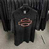 saint m t shirts  s.m flame letter graphic crew neck pullover short sleeve t-shirt - wholesale